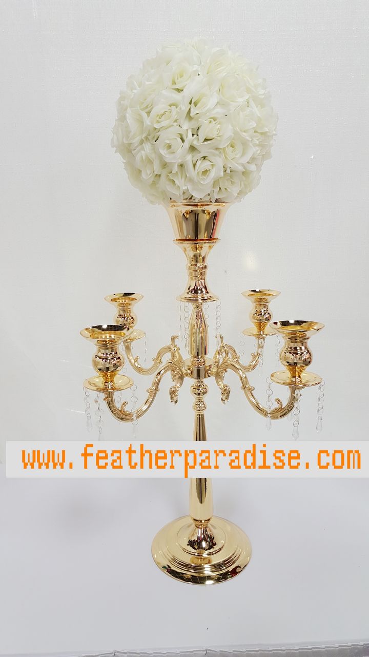 30 Inch 5-Arm Candelabra Wedding Centerpiece & Floral Stand | 1 Piece FeatherParadise.com