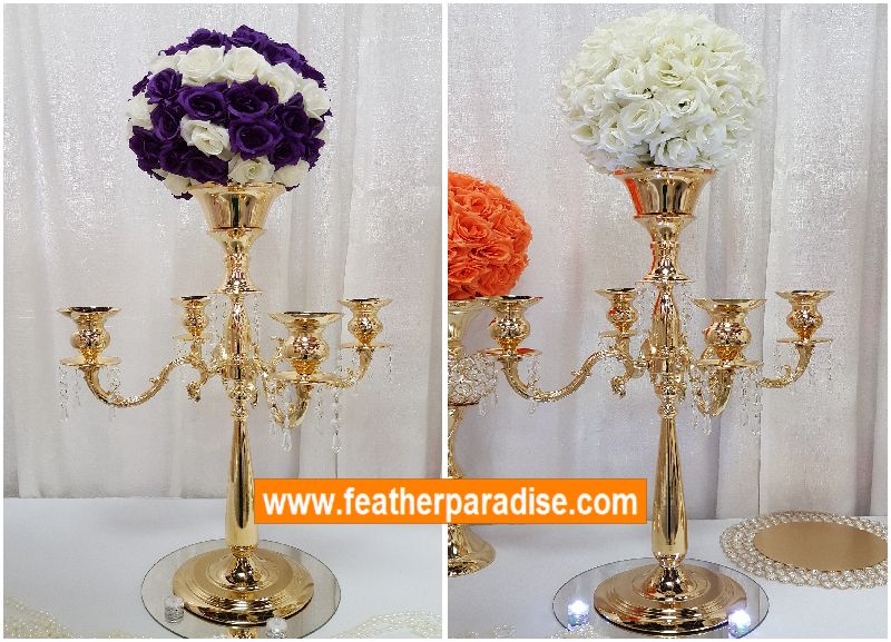 30 Inch 5-Arm Candelabra Wedding Centerpiece & Floral Stand | 1 Piece FeatherParadise.com