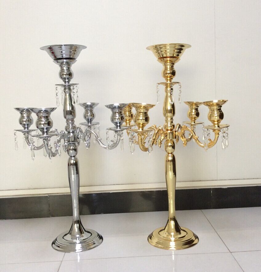 30 Inch 5-Arm Candelabra Wedding Centerpiece & Floral Stand | 1 Piece FeatherParadise.com