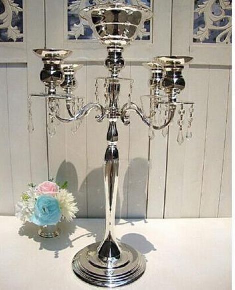 30 Inch 5-Arm Candelabra Wedding Centerpiece & Floral Stand | 1 Piece FeatherParadise.com