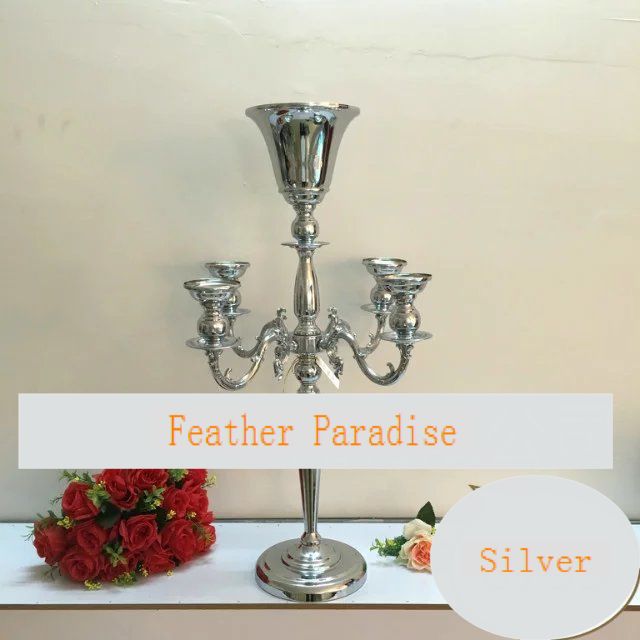 30 Inch 5-Arm Candelabra Wedding Centerpiece & Floral Stand | 1 Piece FeatherParadise.com