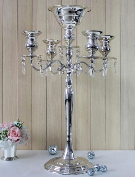 30 Inch 5-Arm Candelabra Wedding Centerpiece & Floral Stand | 1 Piece FeatherParadise.com