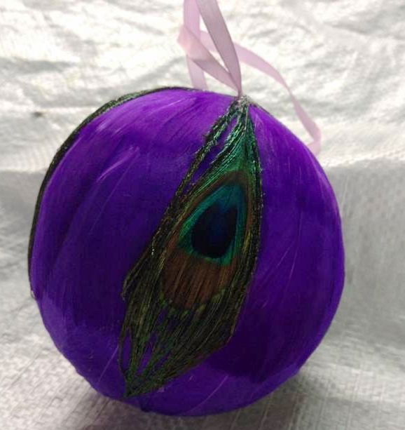 6 Inch Peacock Feather Ball Ornament | 1 Piece FeatherParadise.com