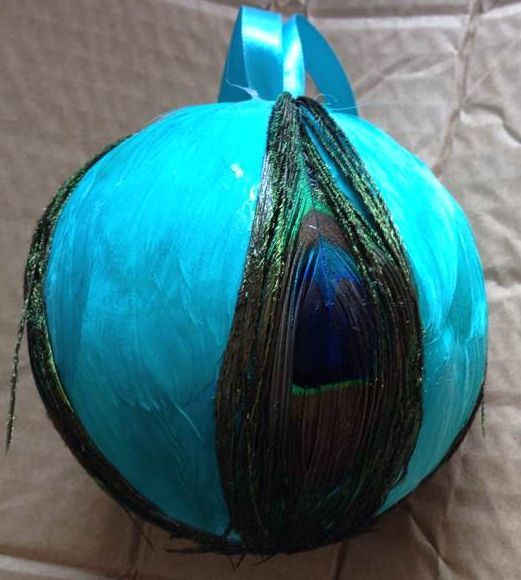 6 Inch Peacock Feather Ball Ornament | 1 Piece FeatherParadise.com