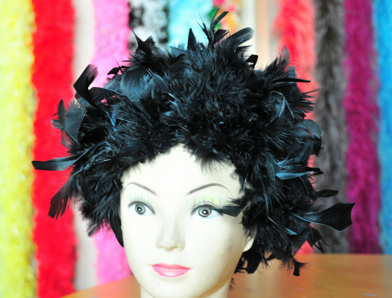 Handmade Chandelle Feather Wig – Turkey Flat Feather Costume Wig - 1 Piece FeatherParadise.com