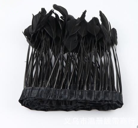 2 Yards 6-8" Stripped Feather Fringe FeatherParadise.com