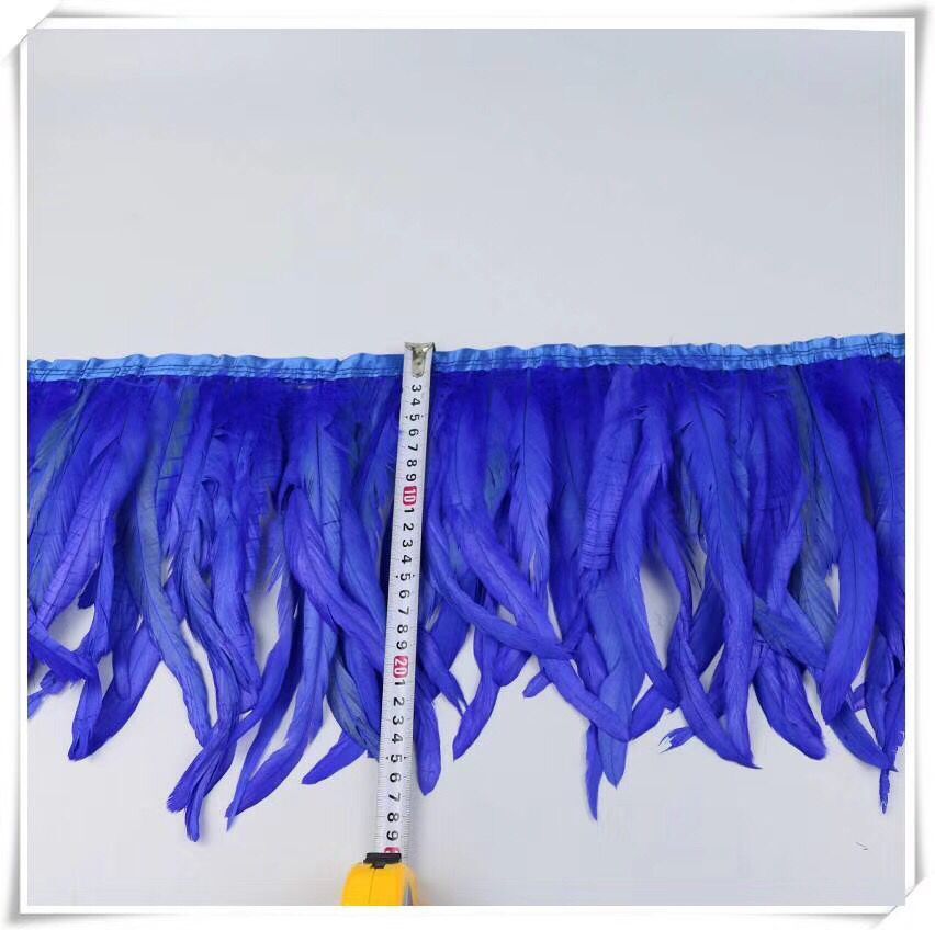 Bleach and Dyed Coque Tail Feather Fringe with 10–12 Inch Feathers | 2 Yards FeatherParadise.com