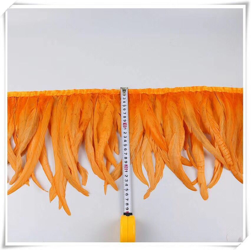 Bleach and Dyed Coque Tail Feather Fringe with 10–12 Inch Feathers | 2 Yards FeatherParadise.com