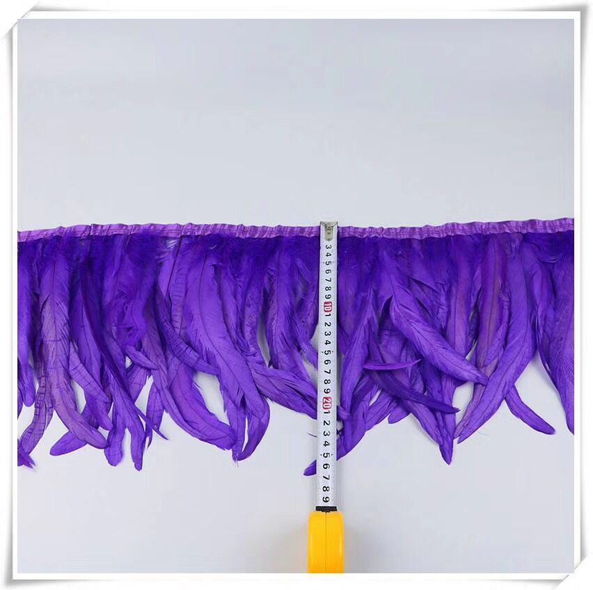 Bleach and Dyed Coque Tail Feather Fringe with 10–12 Inch Feathers | 2 Yards FeatherParadise.com