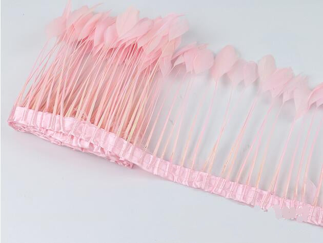 2 Yards 6-8" Stripped Feather Fringe FeatherParadise.com