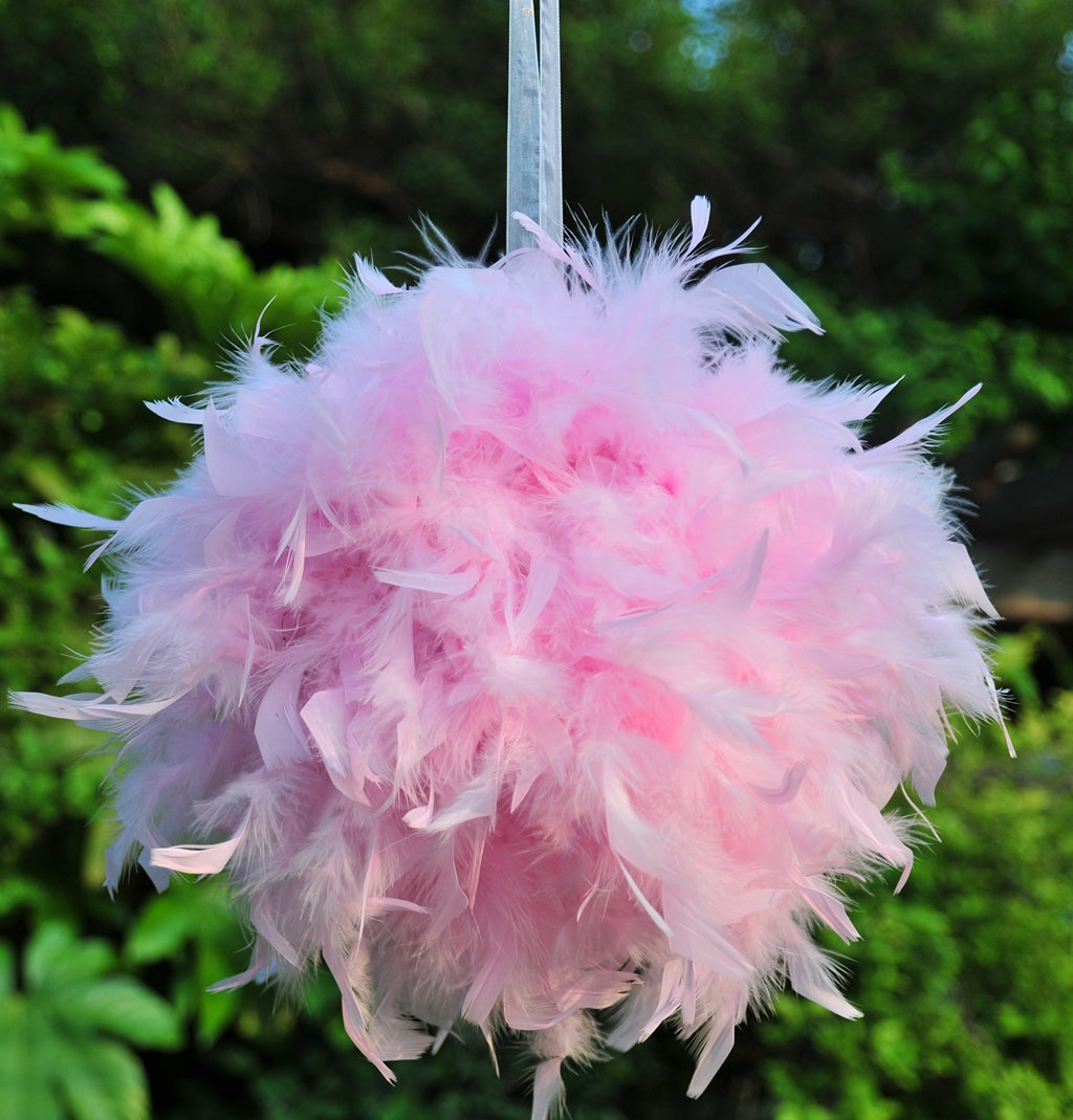 6 Inches Feather Pom Pom Kissing Ball 1 Piece FeatherParadise.com