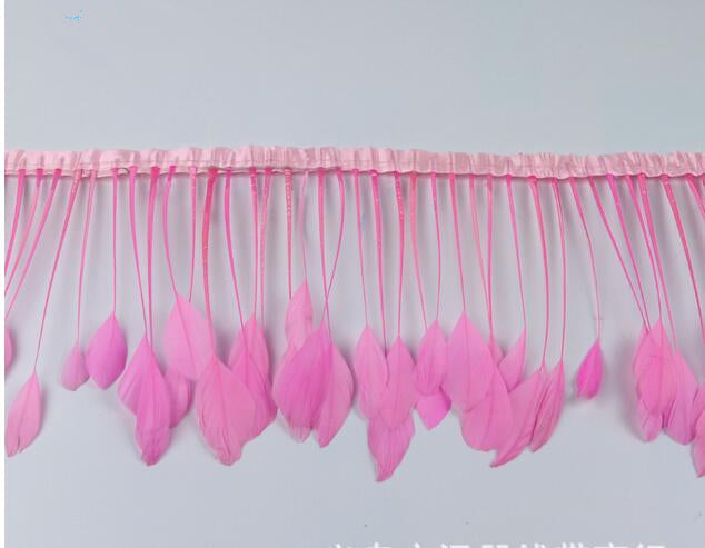 2 Yards 6-8" Stripped Feather Fringe FeatherParadise.com