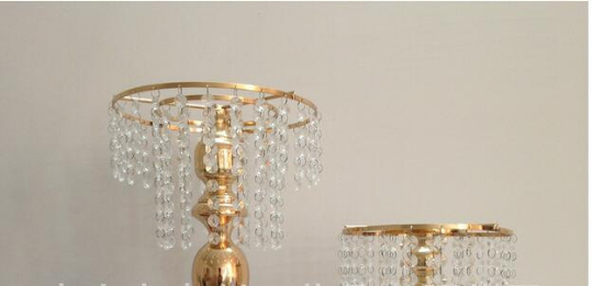 Metal Centerpiece Stand for Cakes & Floral Decor with Crystal Garlands | 1 Piece FeatherParadise.com