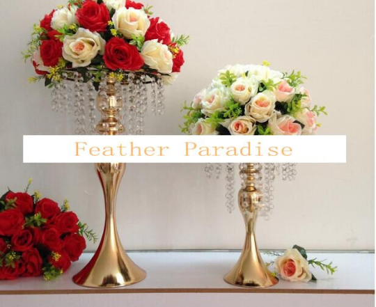 Metal Centerpiece Stand for Cakes & Floral Decor with Crystal Garlands | 1 Piece FeatherParadise.com