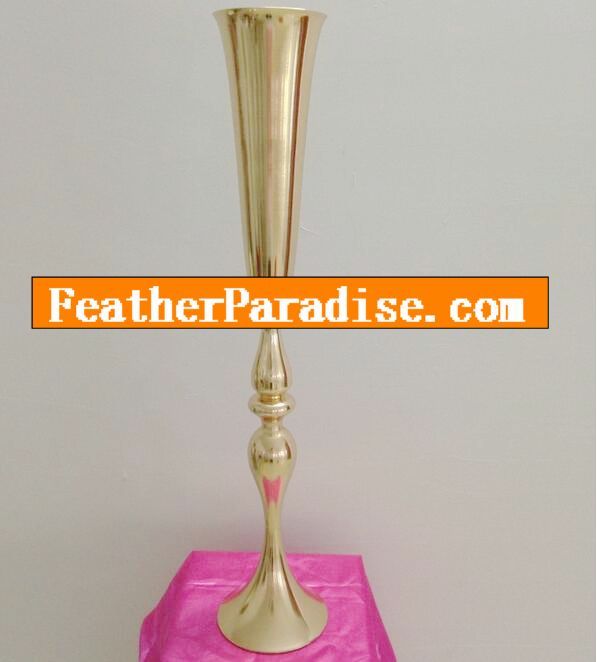Gold Polished Metal Trumpet Vases for Wedding Centerpieces - 30 inch | 1 Piece FeatherParadise.com