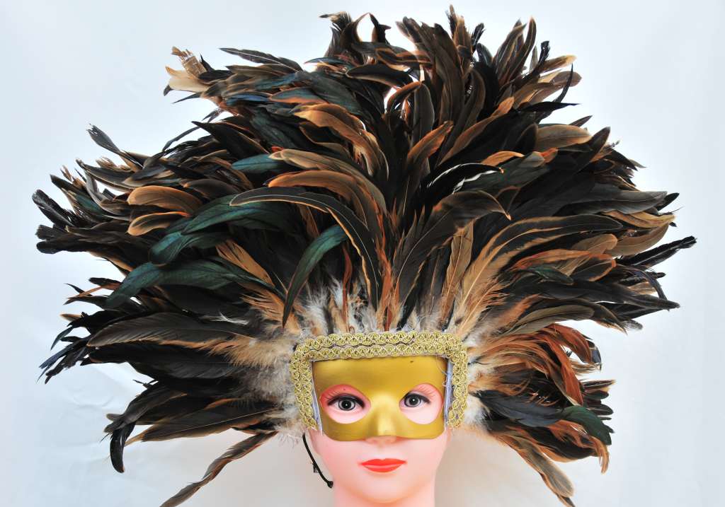 Feather Headdress with Removable Mask 1 Piece FeatherParadise.com