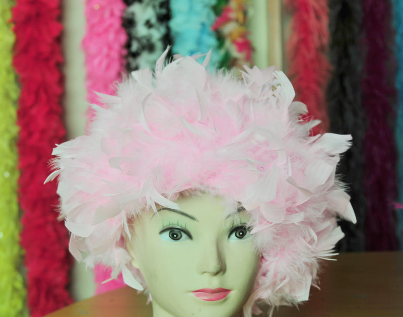 Handmade Chandelle Feather Wig – Turkey Flat Feather Costume Wig - 1 Piece FeatherParadise.com