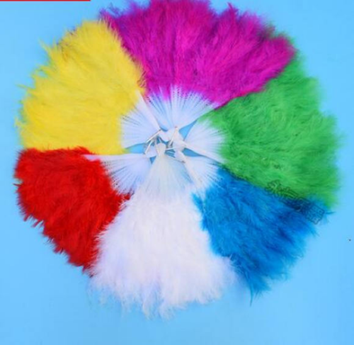 28-Stave Marabou Fluffy Feather Fan FeatherParadise.com