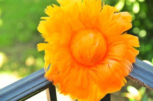 6 Inch Feather Flower Ornament | 1 Piece FeatherParadise.com
