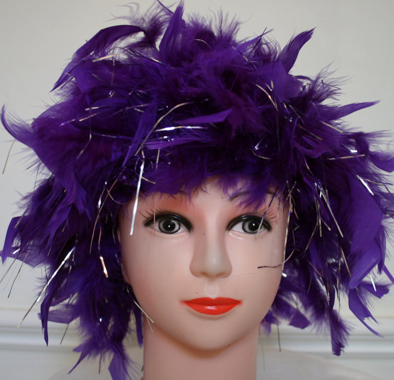 Handmade Chandelle Feather Wig – Turkey Flat Feather Costume Wig - 1 Piece FeatherParadise.com