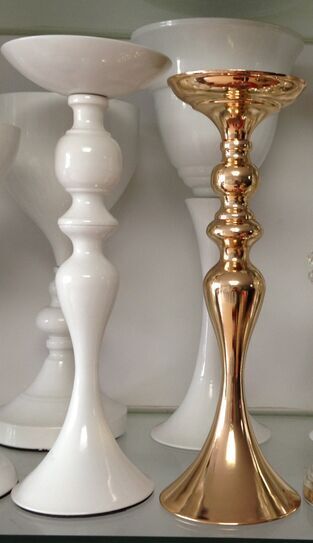 Gold Reversible Wedding Floral Stand & Candle Holder Centerpiece | 6 Pieces FeatherParadise.com