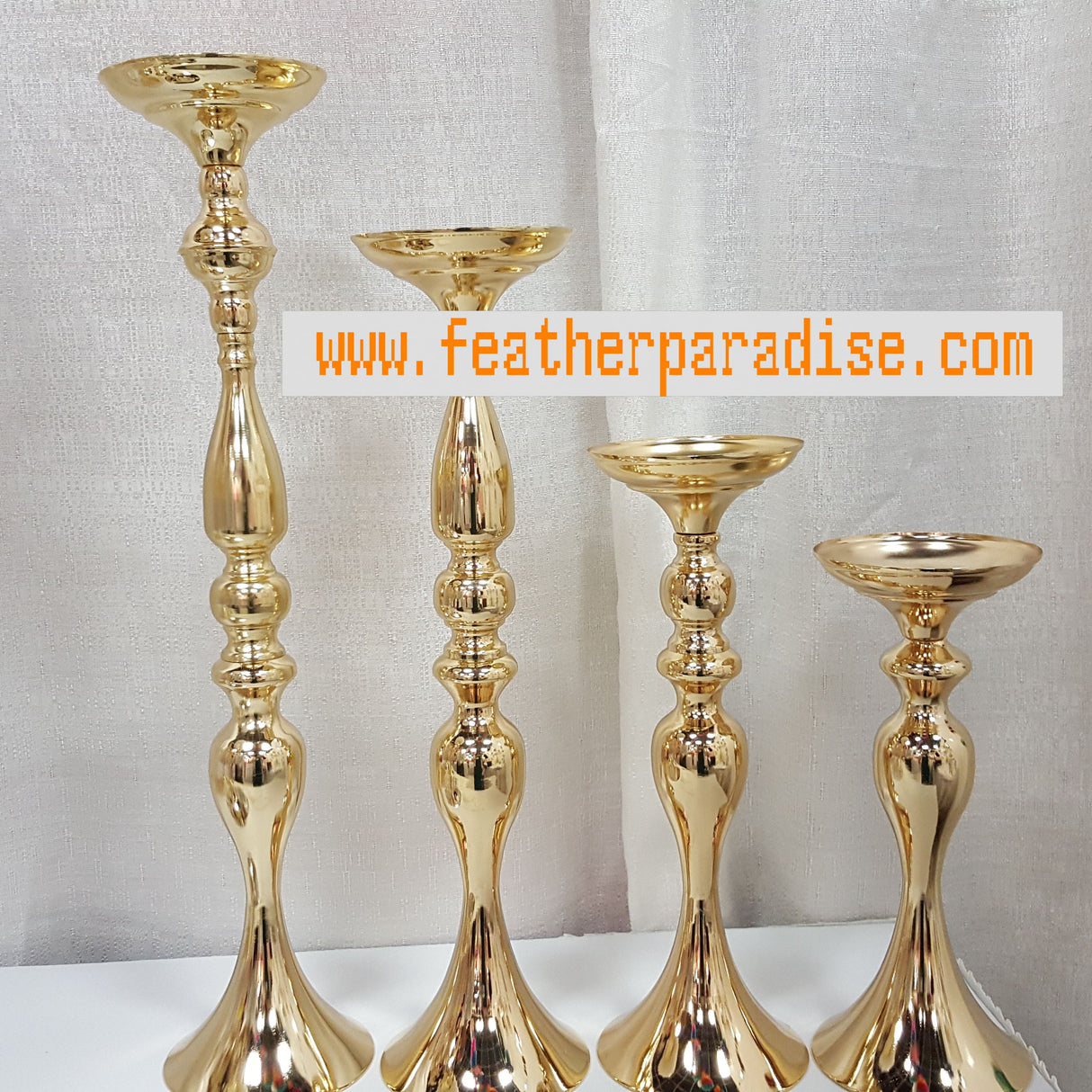Gold Reversible Wedding Floral Stand & Candle Holder Centerpiece | 6 Pieces FeatherParadise.com