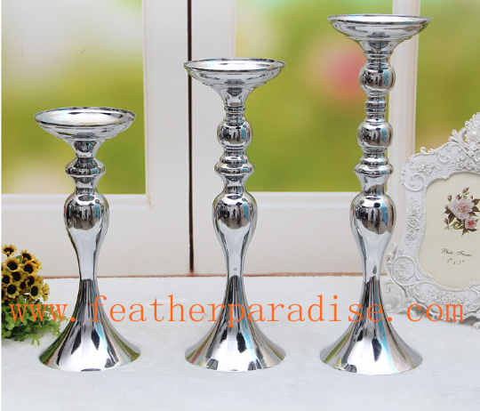 Silver Reversible Wedding Floral Stand & Candle Holder Centerpiece | 6 Pieces FeatherParadise.com