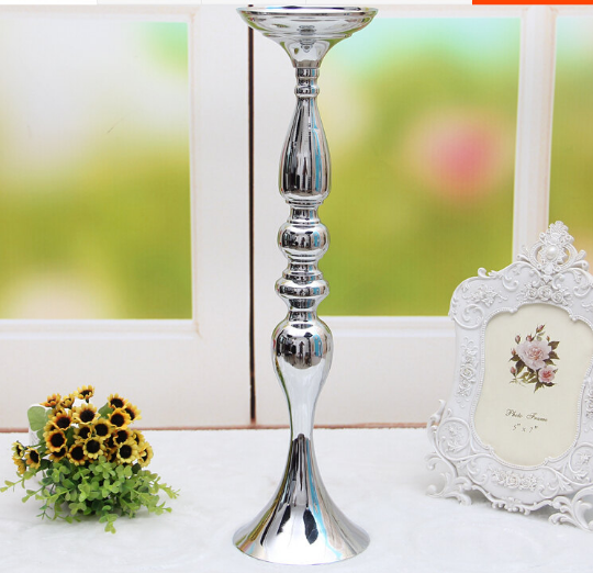 Silver Reversible Wedding Floral Stand & Candle Holder Centerpiece | 6 Pieces FeatherParadise.com