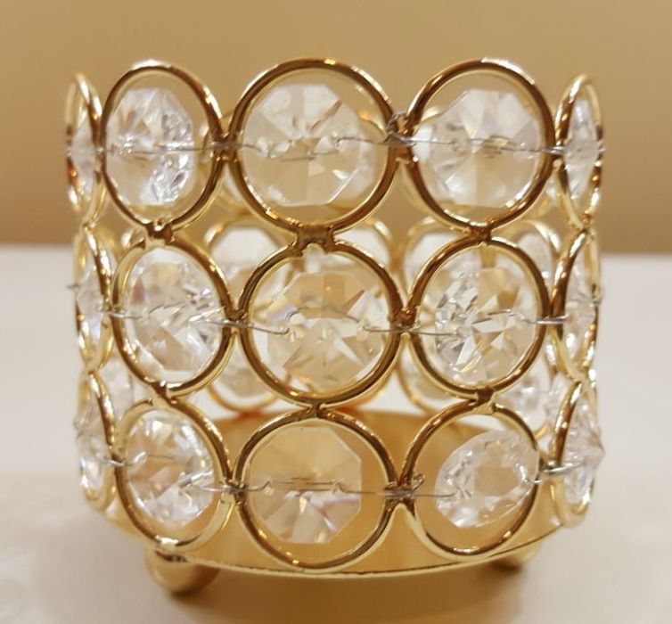 Small Crystal Cylinder Candle Holders – Tea Light Decor | 2 Pieces