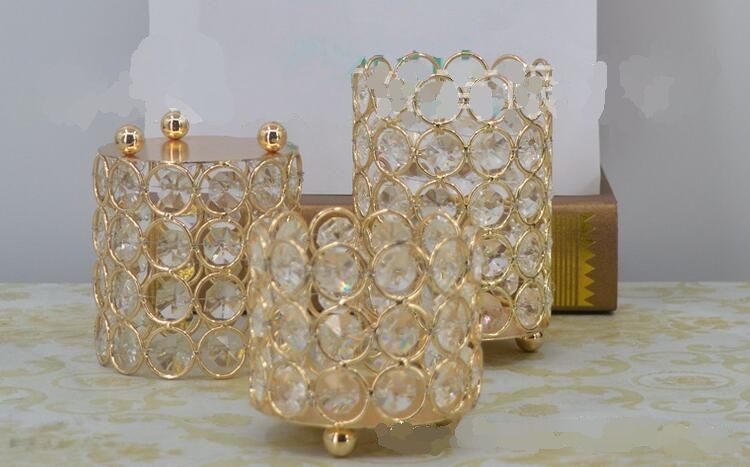 Small Crystal Cylinder Candle Holders – Tea Light Decor | 2 Pieces FeatherParadise.com