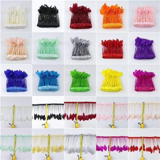 2 Yards 6-8" Stripped Feather Fringe FeatherParadise.com
