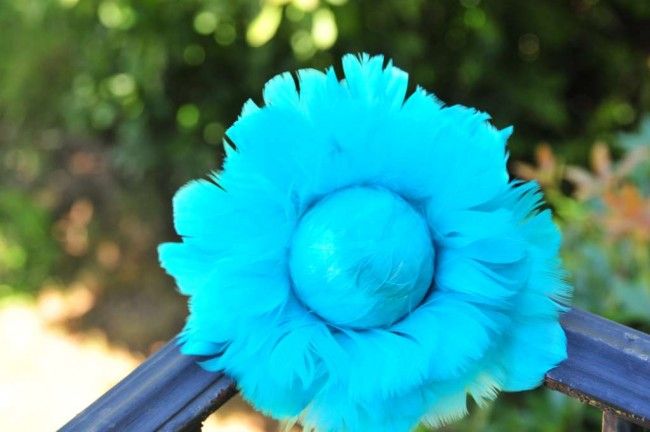 6 Inch Feather Flower Ornament | 1 Piece FeatherParadise.com