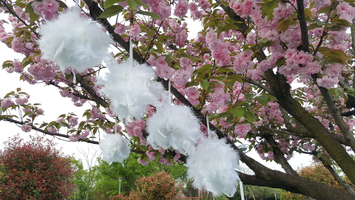 12 Inch Feather Pom Pom Kissing Ball – Wedding & Event Decor | 1 Piece