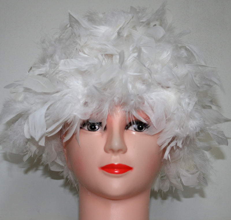 Handmade Chandelle Feather Wig – Turkey Flat Feather Costume Wig - 1 Piece