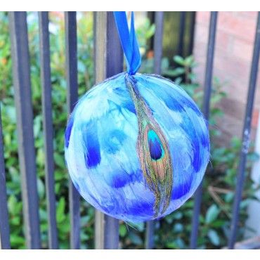 6 Inch Peacock Feather Ball Ornament | 1 Piece FeatherParadise.com