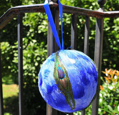 6 Inch Peacock Feather Ball Ornament | 1 Piece FeatherParadise.com