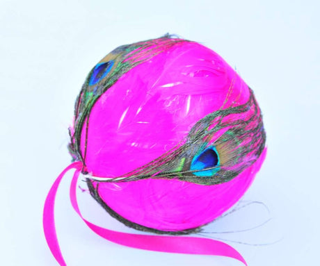 6 Inch Peacock Feather Ball Ornament | 1 Piece FeatherParadise.com