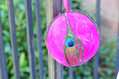 6 Inch Peacock Feather Ball Ornament | 1 Piece FeatherParadise.com