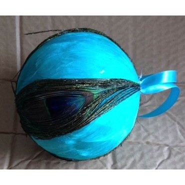 6 Inch Peacock Feather Ball Ornament | 1 Piece FeatherParadise.com