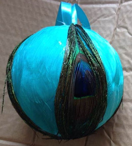 6 Inch Peacock Feather Ball Ornament | 1 Piece FeatherParadise.com