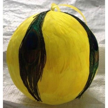 6 Inch Peacock Feather Ball Ornament | 1 Piece FeatherParadise.com