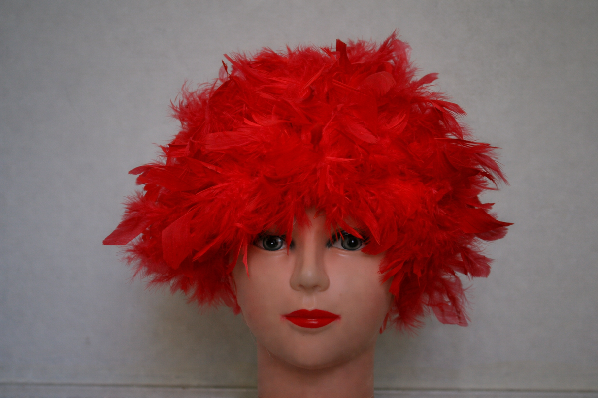 Handmade Chandelle Feather Wig – Turkey Flat Feather Costume Wig - 1 Piece