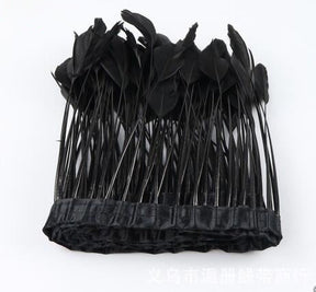 2 Yards 6-8" Stripped Feather Fringe FeatherParadise.com