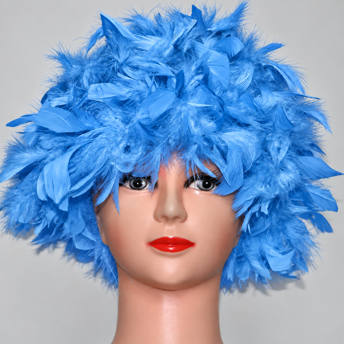 Handmade Chandelle Feather Wig – Turkey Flat Feather Costume Wig - 1 Piece