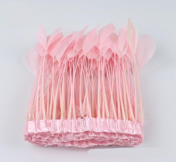 2 Yards 6-8" Stripped Feather Fringe FeatherParadise.com