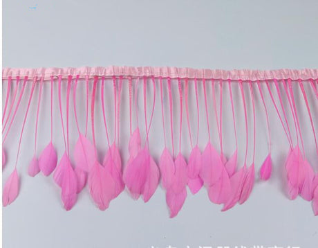 2 Yards 6-8" Stripped Feather Fringe FeatherParadise.com