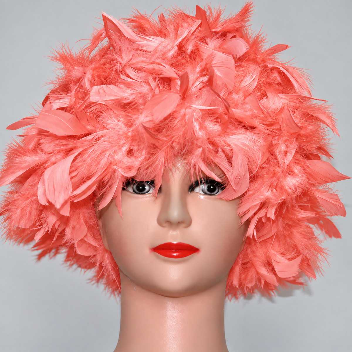 Handmade Chandelle Feather Wig – Turkey Flat Feather Costume Wig - 1 Piece