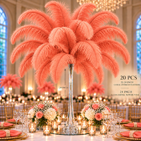 22-24 Inch Ostrich Feathers | 12 Pieces