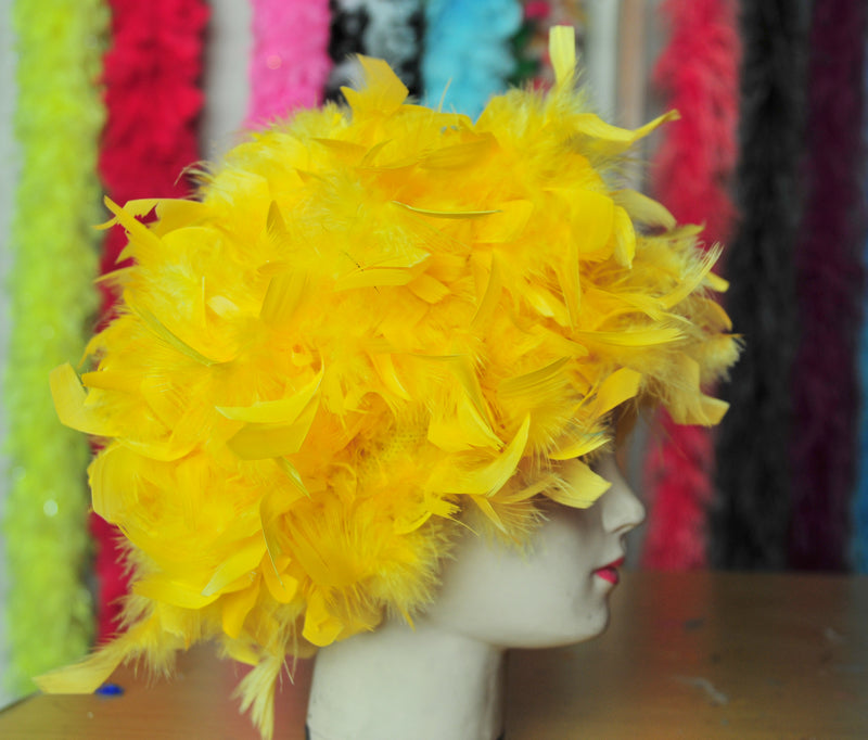 Handmade Chandelle Feather Wig – Turkey Flat Feather Costume Wig - 1 Piece