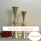 Metal Reversible Double Trumpet Vase – Gold | 6 Piece FeatherParadise.com